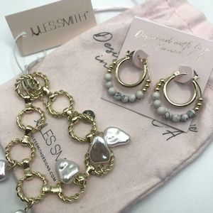 Jules Smith Doubled Layered Hoop Earrings |Irregular Bracelet NWT Small Dust Bag